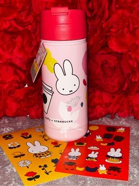 NWT Starbucks Miffy 2026 Pink Stainless Steel Insulated Tumbler & Miffy Stickers